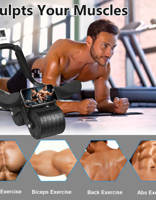 Load image into Gallery viewer, 2025 New with Timer Ab Abdominal Exercise Roller Elbow Support, Abs Roller Wheel Core Exercise Equipment, Automatic Rebound Abdominal Wheel(Black）
