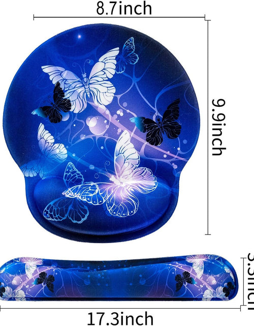 Load image into Gallery viewer, Keyboard Wrist Rest and Mouse Pad with Wrist Support, Memory Foam Set for Gaming and Office, Comfortable &amp; Lightweight for Easy Typing &amp; Pain Relief (White Butterflies)
