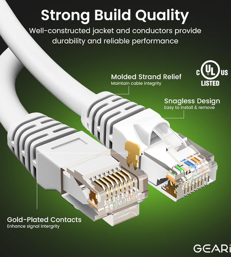 Cat 6 Ethernet Cable 7 Ft (24-Pack) - Cat6 Patch Cable, Cat 6 Patch Cable, Cat6 Cable, Cat 6 Cable, Cat6 Ethernet Cable, Network Cable, Internet Cable - White 7 Feet