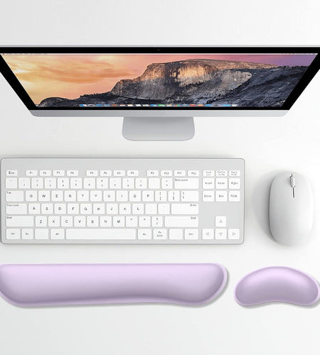 Enlarge Keyboard Wrist Rest Pad,Memory Foam Set Wrist Cushion Support for Easy Typing & Pain Relief,Mouse Wrist Pad,Anti-Slip Wrist Support for Gaming,Computer, Laptop, Office,Vanilla Purple