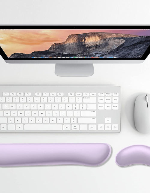 Load image into Gallery viewer, Enlarge Keyboard Wrist Rest Pad,Memory Foam Set Wrist Cushion Support for Easy Typing &amp; Pain Relief,Mouse Wrist Pad,Anti-Slip Wrist Support for Gaming,Computer, Laptop, Office,Vanilla Purple
