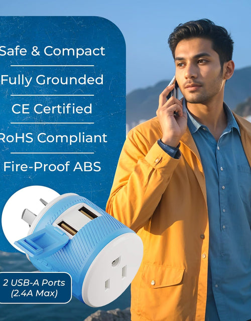 Load image into Gallery viewer, Australia, New Zealand, China Travel Plug Adapter by  with Dual USB + Surge Protection - Type I (U2U-16), Will Work with Cell Phones, Camera, Laptop, Tablets, Ipad, Iphone and More
