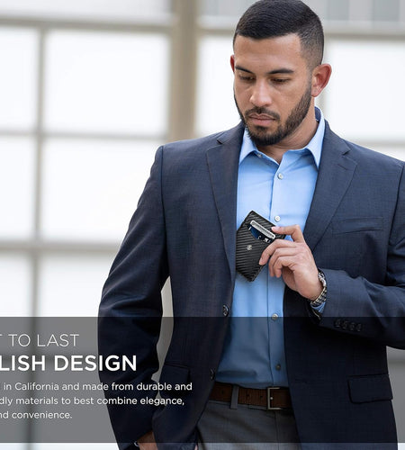 Leather Slim Wallets for Men. Wallet Card Holder with Money Clip. Low Profile RFID Wallet Minimalist Wallet