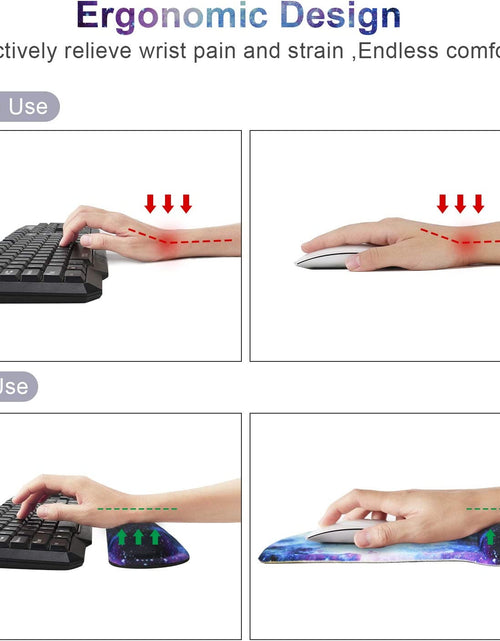 Load image into Gallery viewer, Mouse Pad with Wrist Support and Keyboard Wrist Rest Pad Set,Ergonomic Mouse Pads for Computers Laptop,Non-Slip Comfortable Mousepad W/Raised Memory Foam for Easy Typing &amp; Pain Relief (Galaxy)
