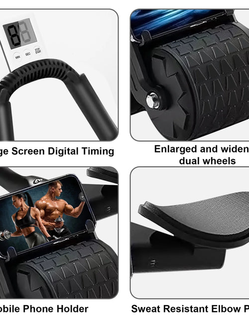 Load image into Gallery viewer, 2025 New with Timer Ab Abdominal Exercise Roller Elbow Support, Abs Roller Wheel Core Exercise Equipment, Automatic Rebound Abdominal Wheel(Black）
