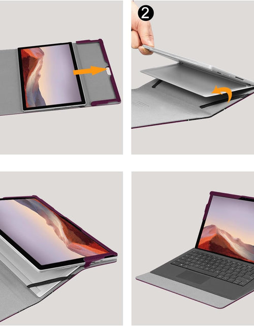 Load image into Gallery viewer, Case for 12.3 Inch Microsoft Surface Pro 7 Plus, Surface Pro 7, Surface Pro 6, Pro 5, Pro 4, Pro 3 - Portfolio Business Cover with Pocket, Compatible with Type Cover Keyboard, Purple
