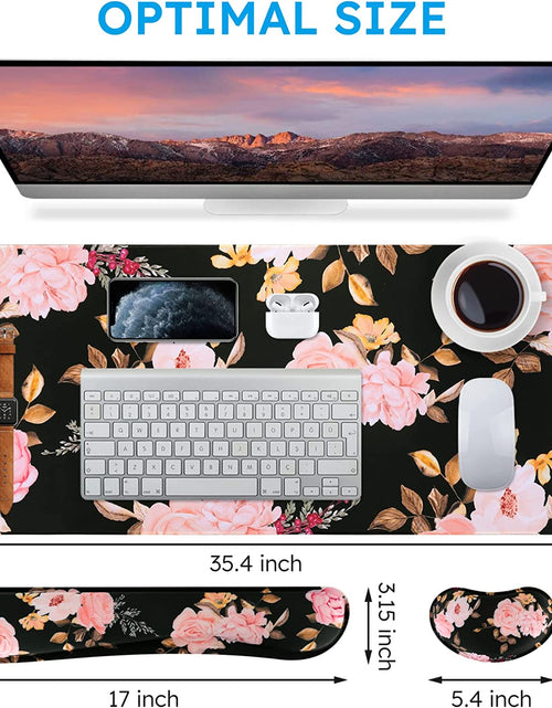 Load image into Gallery viewer, Keyboard Mouse Pad Set,Extended Gaming Mouse Pad + Keyboard Wrist Rest Support, Memory Foam, Easy Typing Pain Relief, 3Pcs (35.4×15.7 In) Large Ergonomic XXL Thick Mousepad Desk Mat
