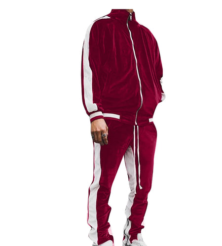 Velour Tracksuit Mens,2023 Men'S Velour Tracksuit 2 Pieces Winter Warm Full Zip up Jacket Sweatpants Fitness Sportswear Sweatsuit Jogger Sets