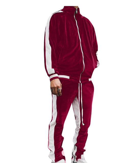 Load image into Gallery viewer, Velour Tracksuit Mens,2023 Men'S Velour Tracksuit 2 Pieces Winter Warm Full Zip up Jacket Sweatpants Fitness Sportswear Sweatsuit Jogger Sets
