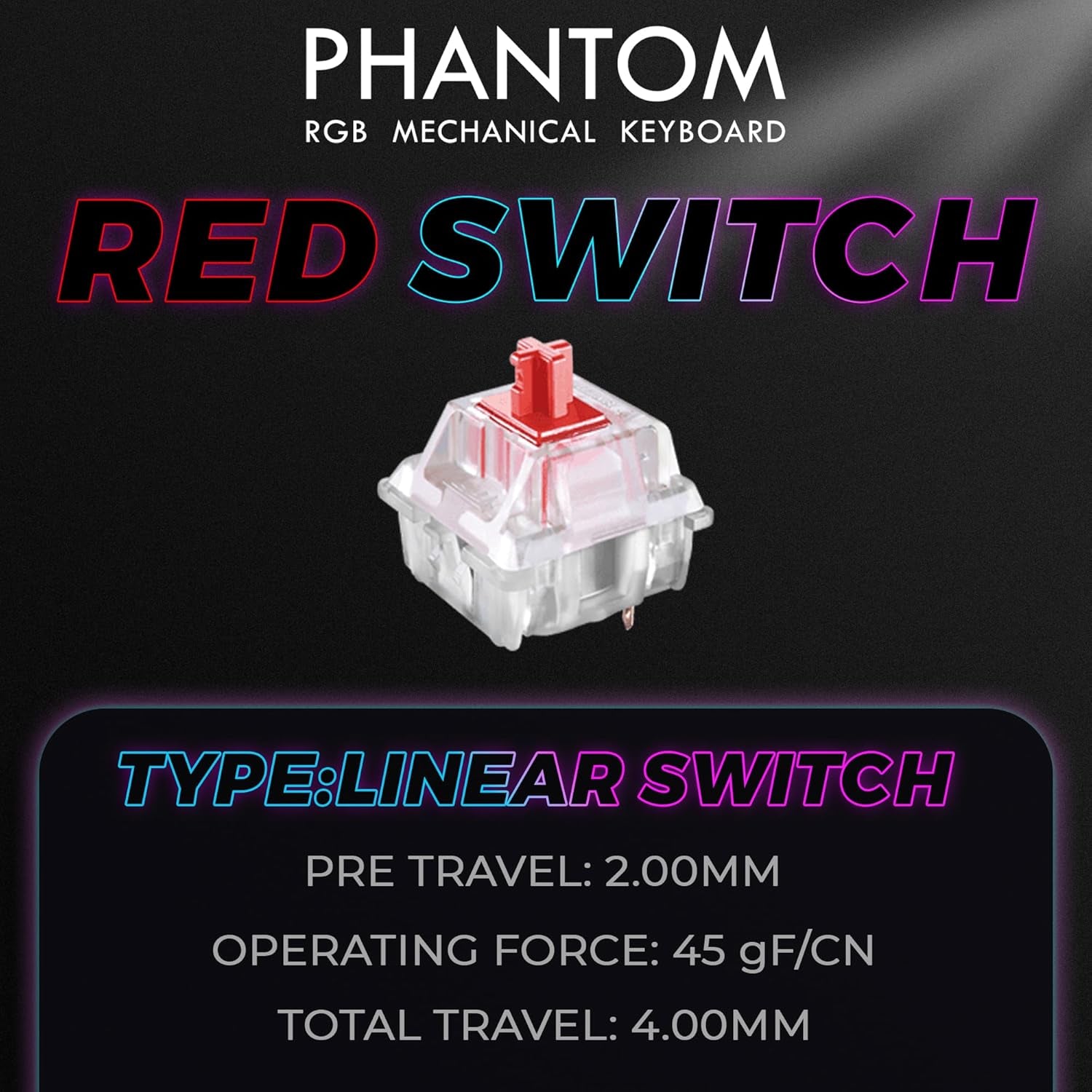 Phantom 87 Key Mechanical Keyboard, RGB Led, Outemu RED Switch