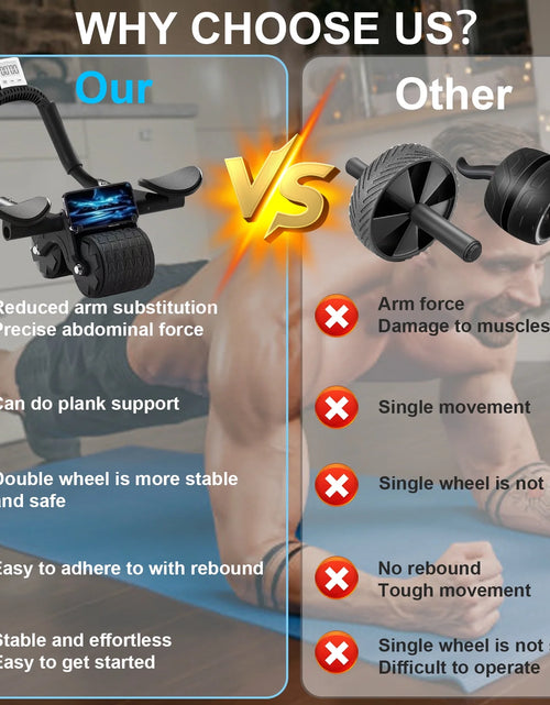Load image into Gallery viewer, 2025 New with Timer Ab Abdominal Exercise Roller Elbow Support, Abs Roller Wheel Core Exercise Equipment, Automatic Rebound Abdominal Wheel(Black）
