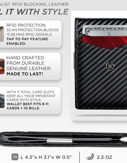 Load image into Gallery viewer, Leather Slim Wallets for Men. Wallet Card Holder with Money Clip. Low Profile RFID Wallet Minimalist Wallet
