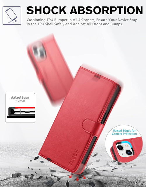 Load image into Gallery viewer, Wallet Case for Iphone 13 6.1-Inch 5G, [RFID Blocking] Card Slots Holder Stand [Shockproof TPU Interior Case] PU Leather Magnetic Protective Flip Cover Compatible with Iphone 13 6.1" 2021, Red
