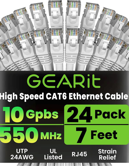 Load image into Gallery viewer, Cat 6 Ethernet Cable 7 Ft (24-Pack) - Cat6 Patch Cable, Cat 6 Patch Cable, Cat6 Cable, Cat 6 Cable, Cat6 Ethernet Cable, Network Cable, Internet Cable - White 7 Feet
