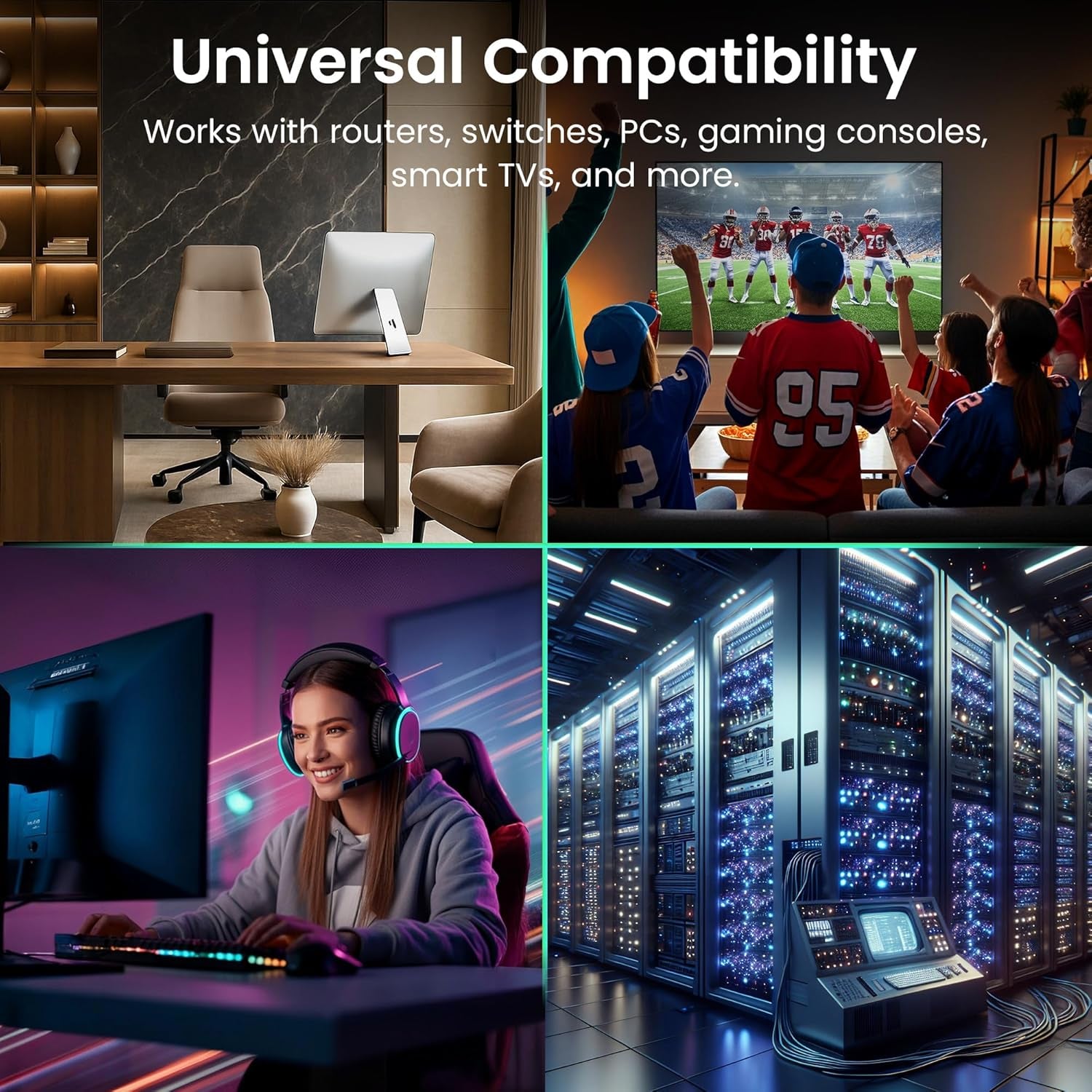 Cat 6 Ethernet Cable 7 Ft (24-Pack) - Cat6 Patch Cable, Cat 6 Patch Cable, Cat6 Cable, Cat 6 Cable, Cat6 Ethernet Cable, Network Cable, Internet Cable - White 7 Feet