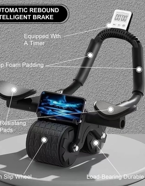 Load image into Gallery viewer, 2025 New with Timer Ab Abdominal Exercise Roller Elbow Support, Abs Roller Wheel Core Exercise Equipment, Automatic Rebound Abdominal Wheel(Black）
