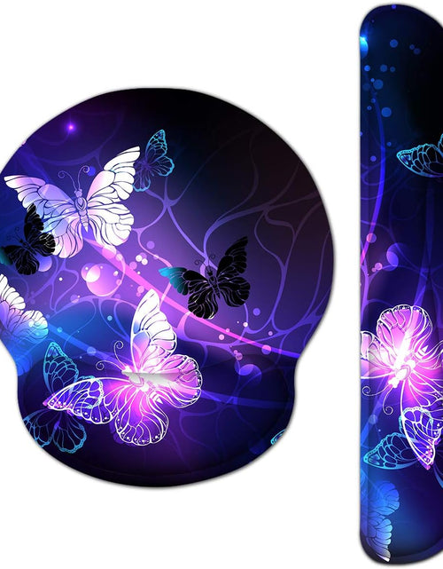 Load image into Gallery viewer, Keyboard Wrist Rest and Mouse Pad with Wrist Support, Memory Foam Set for Gaming and Office, Comfortable &amp; Lightweight for Easy Typing &amp; Pain Relief (White Butterflies)
