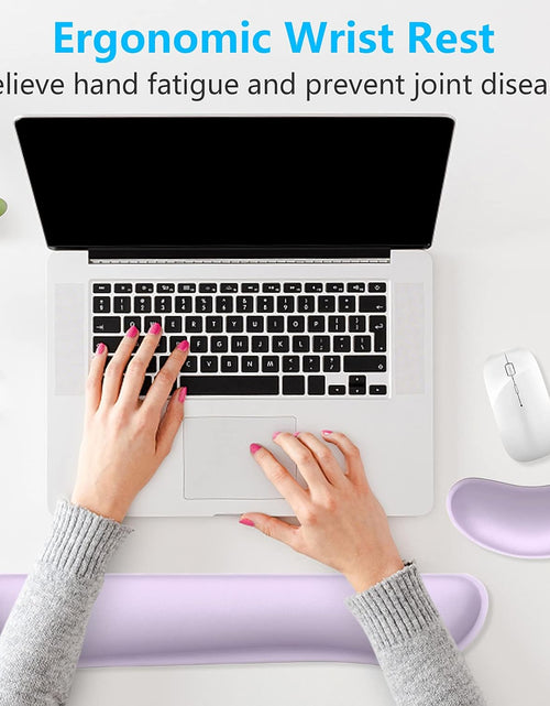 Load image into Gallery viewer, Enlarge Keyboard Wrist Rest Pad,Memory Foam Set Wrist Cushion Support for Easy Typing &amp; Pain Relief,Mouse Wrist Pad,Anti-Slip Wrist Support for Gaming,Computer, Laptop, Office,Vanilla Purple

