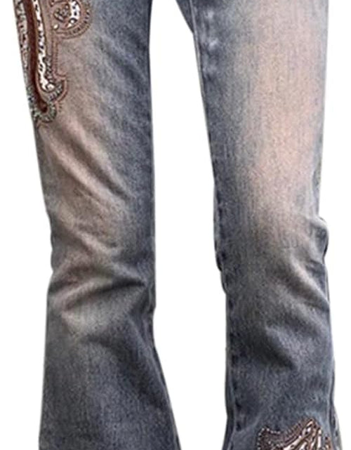 Load image into Gallery viewer, Women High Waisted Pants Y2K Graphic Wide Leg Denim Jeans Straight Casual Loose Baggy Trousers Vintage E-Girl Streetwear
