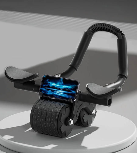 2025 New with Timer Ab Abdominal Exercise Roller Elbow Support, Abs Roller Wheel Core Exercise Equipment, Automatic Rebound Abdominal Wheel(Black）