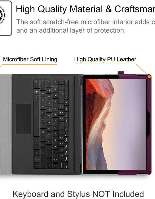 Load image into Gallery viewer, Case for 12.3 Inch Microsoft Surface Pro 7 Plus, Surface Pro 7, Surface Pro 6, Pro 5, Pro 4, Pro 3 - Portfolio Business Cover with Pocket, Compatible with Type Cover Keyboard, Purple

