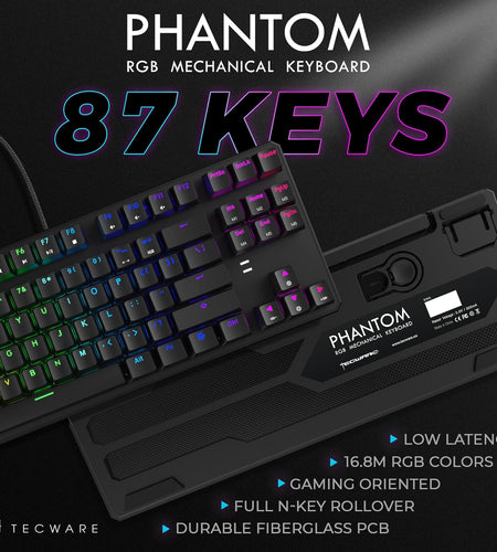Phantom 87 Key Mechanical Keyboard, RGB Led, Outemu RED Switch