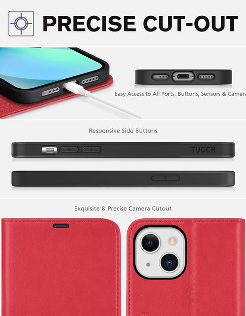 Load image into Gallery viewer, Wallet Case for Iphone 13 6.1-Inch 5G, [RFID Blocking] Card Slots Holder Stand [Shockproof TPU Interior Case] PU Leather Magnetic Protective Flip Cover Compatible with Iphone 13 6.1" 2021, Red

