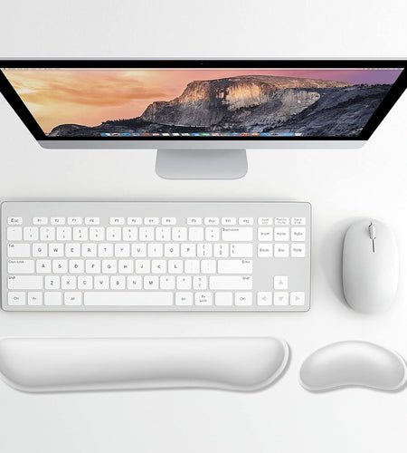 Enlarge Keyboard Wrist Rest Pad,Memory Foam Set Wrist Cushion Support for Easy Typing & Pain Relief,Mouse Wrist Pad,Anti-Slip Wrist Support for Gaming,Computer, Laptop, Office,Ivory White