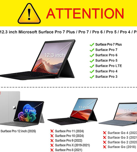 Case for 12.3 Inch Microsoft Surface Pro 7 Plus, Surface Pro 7, Surface Pro 6, Pro 5, Pro 4, Pro 3 - Portfolio Business Cover with Pocket, Compatible with Type Cover Keyboard, Purple