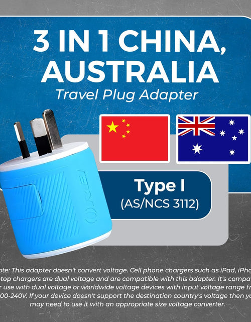 Load image into Gallery viewer, Australia, New Zealand, China Travel Plug Adapter by  with Dual USB + Surge Protection - Type I (U2U-16), Will Work with Cell Phones, Camera, Laptop, Tablets, Ipad, Iphone and More
