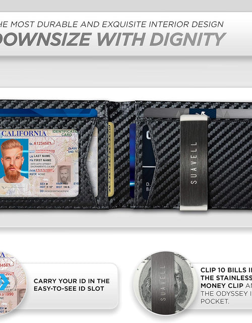 Load image into Gallery viewer, Leather Slim Wallets for Men. Wallet Card Holder with Money Clip. Low Profile RFID Wallet Minimalist Wallet
