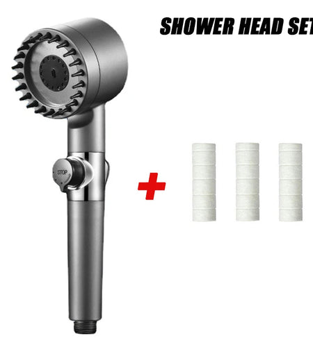 High-Pressure Shower Head 3-Mode Adjustable Spray with Massage Brush Filter Rain Shower Faucet Bathroom Accessories