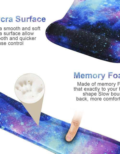 Load image into Gallery viewer, Mouse Pad with Wrist Support and Keyboard Wrist Rest Pad Set,Ergonomic Mouse Pads for Computers Laptop,Non-Slip Comfortable Mousepad W/Raised Memory Foam for Easy Typing &amp; Pain Relief (Galaxy)
