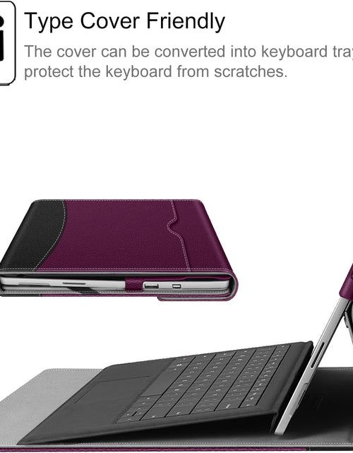 Load image into Gallery viewer, Case for 12.3 Inch Microsoft Surface Pro 7 Plus, Surface Pro 7, Surface Pro 6, Pro 5, Pro 4, Pro 3 - Portfolio Business Cover with Pocket, Compatible with Type Cover Keyboard, Purple
