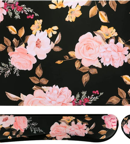 Keyboard Mouse Pad Set,Extended Gaming Mouse Pad + Keyboard Wrist Rest Support, Memory Foam, Easy Typing Pain Relief, 3Pcs (35.4×15.7 In) Large Ergonomic XXL Thick Mousepad Desk Mat