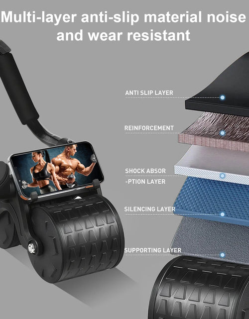 Load image into Gallery viewer, 2025 New with Timer Ab Abdominal Exercise Roller Elbow Support, Abs Roller Wheel Core Exercise Equipment, Automatic Rebound Abdominal Wheel(Black）
