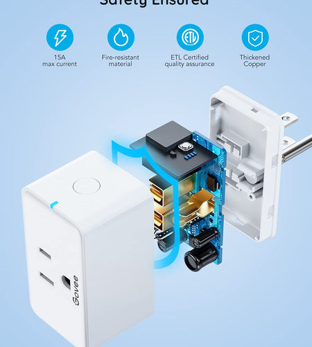 Smart Plug 15A, Wifi Bluetooth Outlets 4 Pack Work with Alexa and Google Assistant, Wifi Plugs with Multiple Timers,  Home APP Group Control Remotely, No Hub Required, ETL&FCC Certified