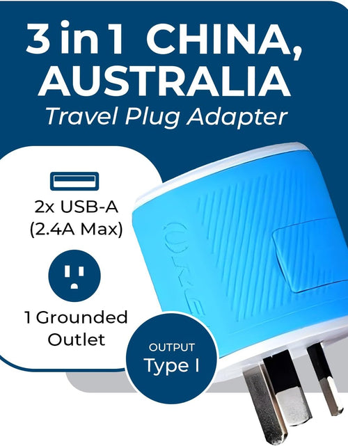 Load image into Gallery viewer, Australia, New Zealand, China Travel Plug Adapter by  with Dual USB + Surge Protection - Type I (U2U-16), Will Work with Cell Phones, Camera, Laptop, Tablets, Ipad, Iphone and More
